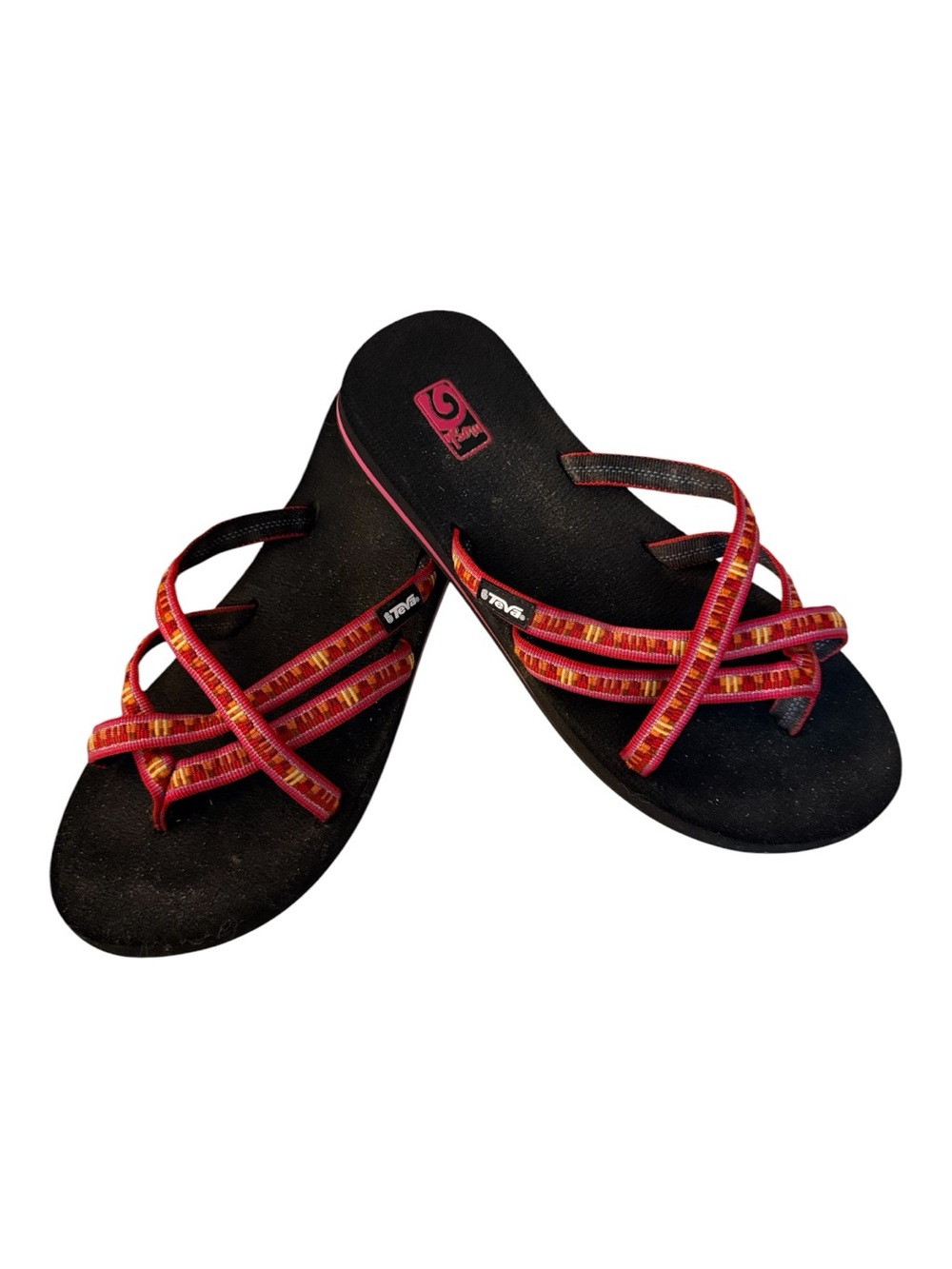 Teva Women’s Sandals with Red & Pink Straps outdoor beach activewear cozy travel